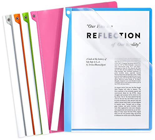 Jutieuo 5PCS Clear Report Covers with Swing Clip, Professional Clear Front Presentation Folders Resume Folder, 30 Sheets Capacity A4 Size File Document Organizer, No Punch Needed