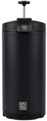 BruTrek Steel Toe 3.0 Travel Coffee Press - Brew 20 fl.oz On The Go - No Spill Lid, Double Wall Vacuum Insulated Stays Hot for Hours, French Press Coffee (Obsidian Black)