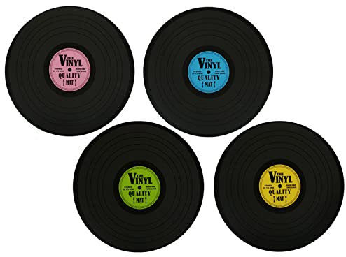 4er Set Tischset Vinyl Schallplatte Ø 39 cm Platzmatte Rund Platzsets Tischmatte Tisch Untersetzer