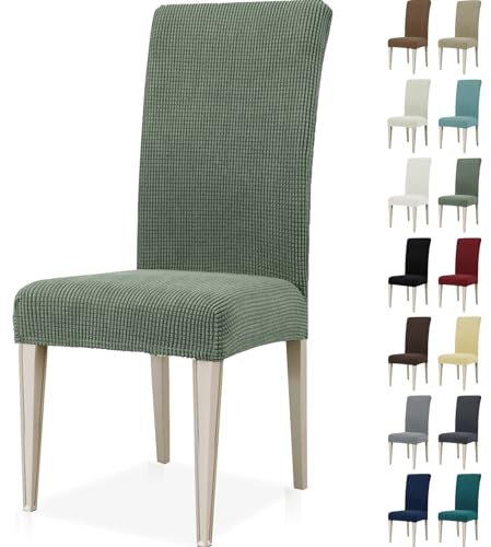 Ystyle Coprisedie con Schienale 4 Pezzi, Elasticizzato Copri Sedie Soggiorno Cucina, Universali Coprisedia Elasticizzati, Moderno Fodere per Sedie Antigraffio Gatto, Verde Chiaro