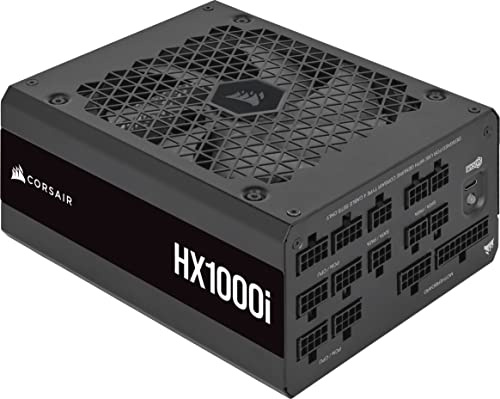 Corsair HX1000i Fully Modular Ultra-Low Noise ATX Power Supply - ATX 3.1 & PCIe 5.1 Compliant - Fluid Dynamic Bearing Fan - CORSAIR iCUE Software Compatible - 80 Plus Platinum Efficiency - Black