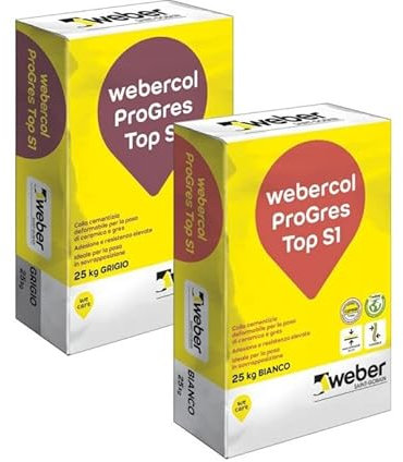 Webercol progres top s1 adesivo cementizio grigio sacco kg 25 C2TES1