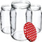 KADAX Lot de 48 bocaux en verre à couvercle à visser - 900 ml - Utilisable comme pot à confiture - Bocaux de conservation - Pois rouges K5198