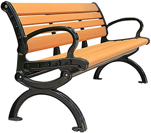 Outdoor-Bank, Terrassenbank, Veranda-Möbel, Outdoor-Bank, Parkbank, Metallguss, Aluminium-Stuhlfuß, korrosionsbeständig, Kunststoff, Holz, Gartenbank, geeignet für Rasen, Hof