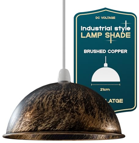 Retro Metall Lampenschirme Vintage Stil Decke Insel Lampe Pendelschirm Nicht Elektrisch 21 cm Einfach Fit Gebogen Küche Lampenschirm Büro Wohnzimmer Licht Schatten mit Reduzierring (S2-Gebürstetes