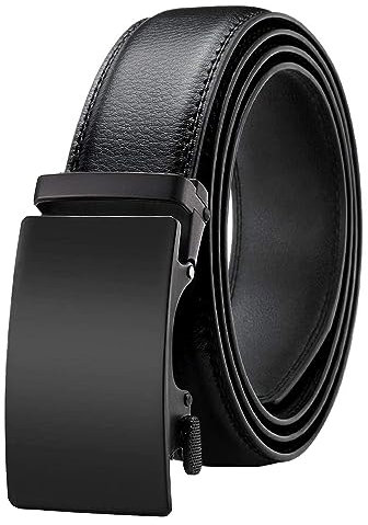 Gürtel Herren,Ledergürtel Ratsche Automatikschließe Business Anzug Gürtel Verstellbarer Leder Gurtgürtel für Jeans, Breit 35mm, Größe Angepasst