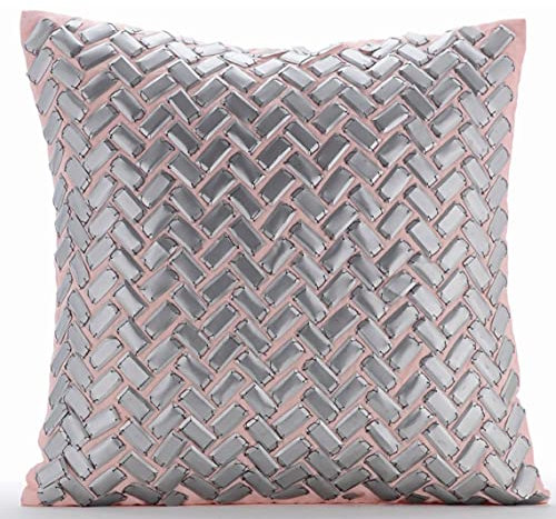 The HomeCentric Entwerfer Silber Kissenbezuge, 3D Metallic Pailletten Kissen Decken, 2 Stück, 40x40 cm Werfen Kissen Decken, Platz Baumwolle Leinen Kissenbezug, Geometrisch Werfen - Dressed to Kill