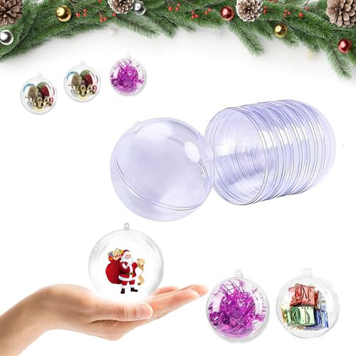 10 Stück Transparente Weihnachtskugel, Befüllen Plastikkugeln, Weihnachten Dekorieren Ball, DIY Kugeln Plastik, Durchsichtig Hohlkugel, mit Hängendem Auge, für Party, Christbaumschmuck (4cm)