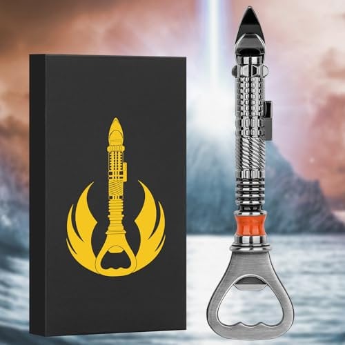 LKKCHER DESIGN Décapsuleur 2 en 1 en argent foncé et ouvre-boîte manuel, cadeau d'anniversaire, cadeau de Noël, cadeau de bière pour homme, père, lui, cadeau souvenir pour les fans de films de