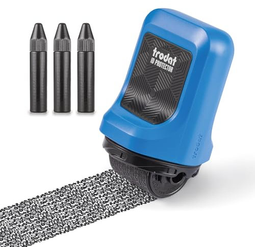 Trodat ID Protector Tintenroller (blau) – Datenschutz Rollstempel um Namen, Adressen uvm unkenntlich zu machen – inkl. 3 Nachfülltinten