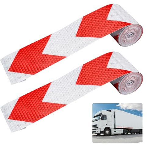 2 Stück Reflektorband Selbstklebend Klebeband Rot Weiß 5cm X 3m, Wasserdichtes Warnaufkleber Reflektorband, Nacht Reflektierendes Warnklebeband für Alle Auto Straße Sicherheit Markierung, Barrikaden
