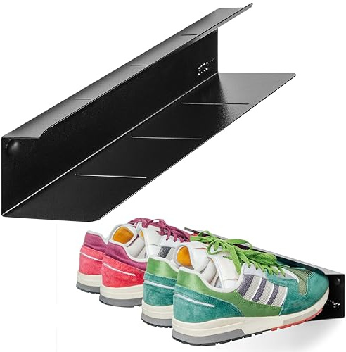 Schuhregal Eingang, Schmaler Wand-Schuhorganizer für Innen und Außen, Schrank/Garderobe, Schuhablage (Schwarz, 40 x 10 x 10 cm)