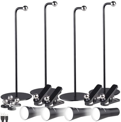 Lunartec Multi-Akku-Lampe: 4er-Set 4in1-Akku-Tisch-, Wand-, Klemm- & Taschenlampe, 3 Modi,schwarz (Stand-Lampe, Bilderlampe)