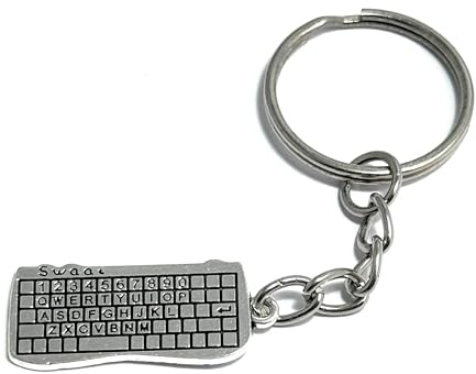 FizzyButton Gifts Computer Keyboard Charm Keyring Key Ring with Silver Tone Keychain