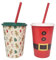 Divas World Christmas Soda Cup Sipper with Lid & Straw 2 Style Set with 200ml Travel Cool Plastic Mug for Kids & Adults Fun Drinking Ware (Pack of 2)
