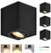 GeyouLux 4x 3CCT LED Aufbauspot Eckig Schwarz, Ø80x84mm Deckenspots inkl. 5W Dimmbar LED Modul Aufbaustrahler 30° schwenkbar Aluminium Deckenleuchte 230V, Aufbauleuchte, Aufputz Deckenstrahler
