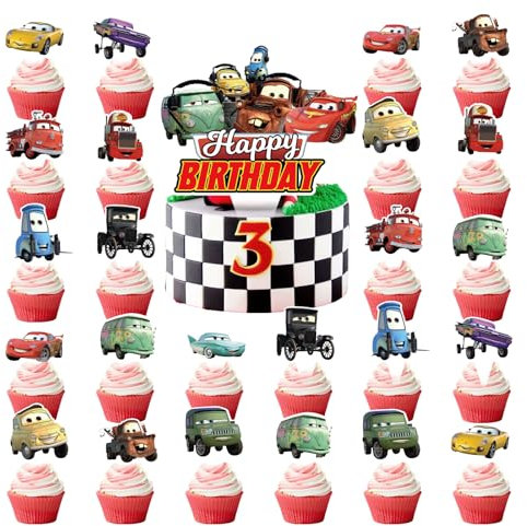 25 pcs Car Cake Topper FAMILIO Car Cake Decoration Birthday Cake Topper Car Birthday Decoration Set Cupcake Topper Cake Decorations for Boys Girls Kids Birthday Car Themed Party Supplies