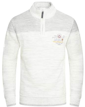 Carisma Strickpullover für Herren ? Herren Troyer mit Stickerei ? Angenehmer Regular Fit Pullover für Büro und Freizeit 7803 Ecru S