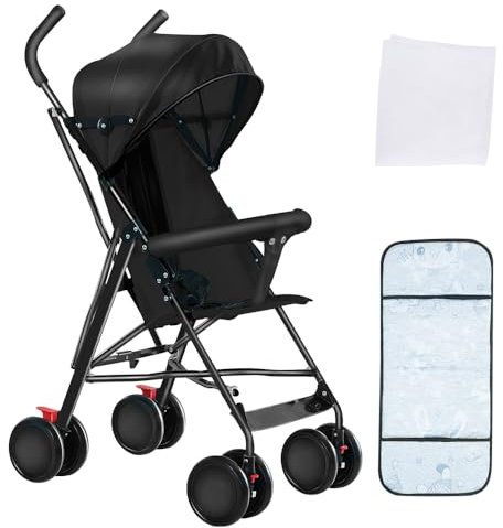 OHMG Poussette Canne,0-4 ans,0-22 kg,Poussette Légère et Compacte,Dossier inclinable,Harnais 5 points,Pliable Pousette Voyage avec Auvent et Moustiquaire,Roues Antidérapants