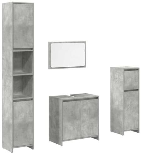 vidaXL 4-TLG. Badmöbel-Set Betongrau Holzwerkstoff