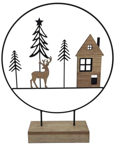 Trend Line Deko Aufsteller Holz Weihnachtsdorf 61 x 6 x 38 cm braun Figur