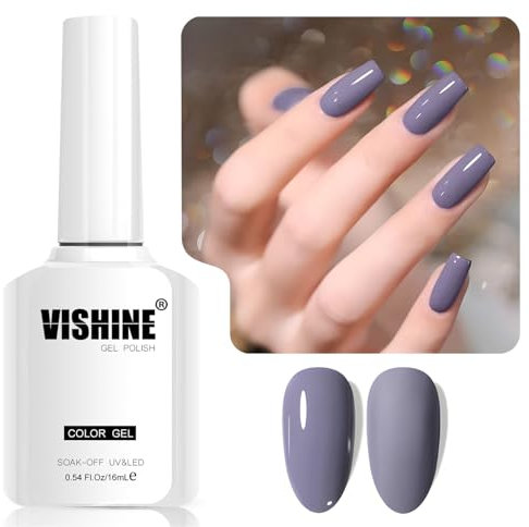Vishine 16 ml Smalto gel semi-permanente lilla viola colore smalto per unghie gel soak off LED Gel Polish Nail Art Designs Manicure Salon DIY at Home Colore L374 Lilla Haze