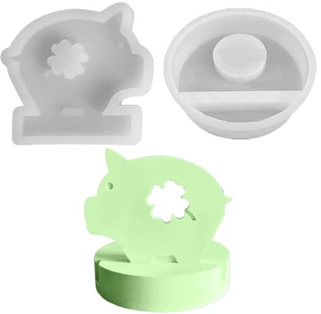 Silikonform Schwein Kleeblatt,Silikonformen Gießformen Schwein,Silikonform Glücksschwein Kerzenhalter mit Sockel,Gießform Schweinchen Gipsformen zum Gießen Frühling Giessformen Silikon für Handwerk