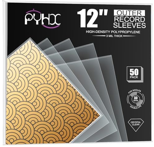 50 x 12 Inch Vinyl Record Sleeves, Vinyl LP Album Covers - 3 Mils Thick - Crystal Clear High-Density Polypropylene Transparent Protective Cover for Vinyl Record Sleeves Outer
