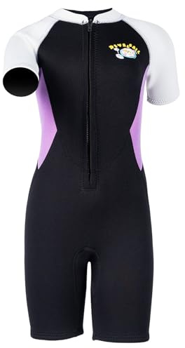 Barn neopren Shorty våtdräkter Shorty 2,5 mm neoprendräkt flickor främre stängning värmande hållning för simning snorkling surfing dykning svart 2XL storlek