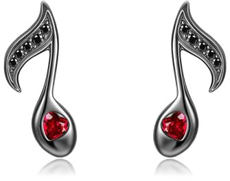 URONE Musiknoten Ohrringe 925er Sterlingsilber Schwarze Musikalische Ohrstecker Musikschmuck Geschenke Für Musiker
