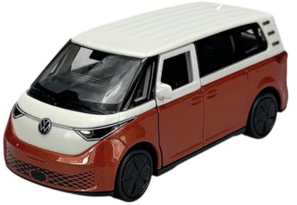 Welly Modell Auto Kompatibel mit VW Volkswagen ID. Buzz Orange mit weißem Dach ca 1/34-1/39 Metal Modell Auto Die Cast Neu im Kasten