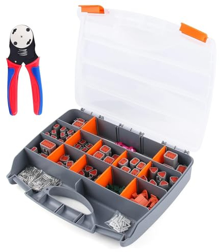 Hkfgdjdl 338 Stück Deutsch Stecker mit Crimper 2 3 4 6 8 12 Pin Stecker mit Deutsch Crimpzange (14-20AWG)