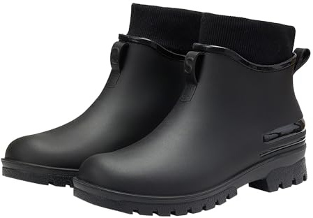 Stivali da Pioggia Donna Gomma Impermeabili Stivali Bassi Antiscivolo Colorati Stivaletti Corti PVC Rain Boots Comode Scarpe da Pioggia Eleganti Pesca Scarpe da Acqua Moda Neve Esterni Giardinaggio