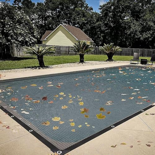 Filet De Protection Piscine Rectangulaire - 5 X 10 M/6 X 12 M Couverture Piscine Hivernage pour Extérieur, Bâche De Protection Piscines Enterrée Et Hors-Sol, Anti Feuilles & Anti-déchirure, Résistant