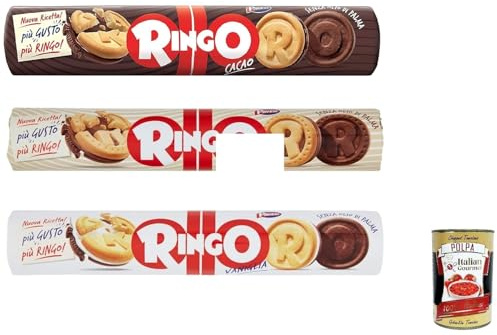 Italian Gourmet Ringo Doppelkekse Mix 3 Sorten Vanille Kakao Haselnuss 12x165 g Gefüllte Kekse Ohne Palmöl Italienische Süßwaren Vorratspackung Snack Familie + Italian Gourmet Polpa
