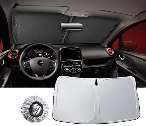 LUWU Compatible con Renault Clio 4 2013-2019, protector solar para coche, plegable, parabrisas delantero, parasol interior, protección UV, protección contra el calor, parabrisas, parasol delantero