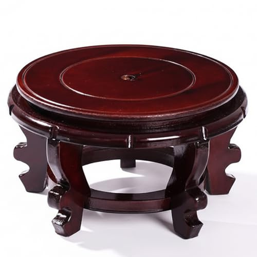 Ameble 18cm Round Wood Pedestal Stand, Indoor Wooden Plant Stand for Vases, Fishbowls, Decorative Display, Heavy Duty Supports Up to 90Lbs