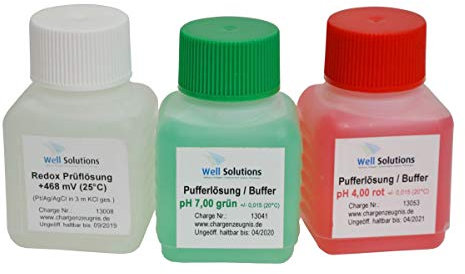 Well Solutions Pufferlösung Set/KIT bestehend aus je 50 ml pH 4, pH 7, Redox 468mV / zum Kalibrieren der Elektoden/für alle Dosieranlagen