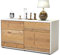 Stil.Zeit TV Schrank Lowboard Alena, Korpus Weiss matt, Front Holz Design Pinie (92x49x35cm), Push to Open Technik & Leichtlaufschienen