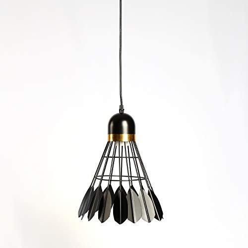 Chrasy E27 Modern Pendelleuchte Hängeleuchte Badminton Pendelleuchte Lampenschirm Kreativ Hängeleuchte mit Metallschirm Industrie Hängelampe(Schwarz)