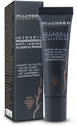 HILLINGER COSMETICS – BIO Anti-Aging Augencreme mit Wirkstoffen der Bio-Traube für straffe Haut - Anti Falten Creme zum Mildern von Augenringen - Hyaluronsäure Creme für Männer und Frauen - vegan