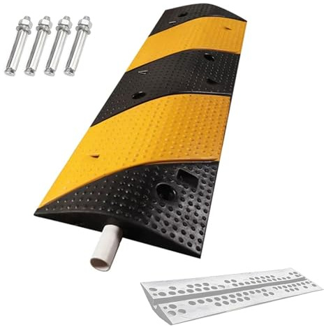 Goulotte Electrique Exterieur en Caoutchouc, Goulotte Passe Cable à 1 Canal, Ralentisseur Voiture de Protection de Câbles Extérieur, Capacité de 10 tonnes(100x30x4.8cm/39x12x2in)