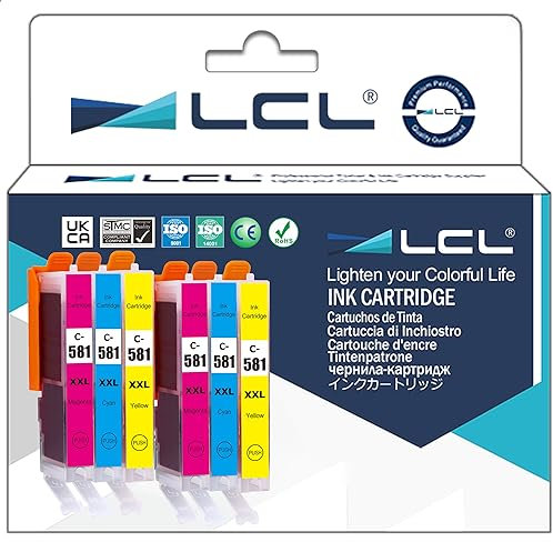 LCL 581 XXL CLI-581XXL Multipack Patronen für Canon 581XXL Druckerpatronen Kompatibel mit Canon Pixma TS6350 TR8550 TS6150 TS705 TS9550 TS8150 TS6351 TS8150 TS8151 TS8250 (2C/2M/2Y)