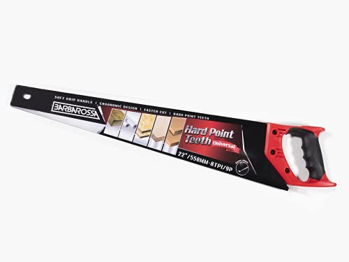 Barbarossa 550 mm und 500 mm Pro Handsäge, perfekt für 1st Fix Heavy Duty Sägen, Trimmen, Gartenarbeit, Holzschneiden, Kunststoff, aus Karbonstahl mit 8 TPI / 9 Punkten, weicher Griff 50,8 cm