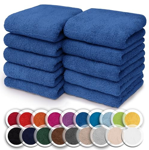 NatureMark 10er Pack Waschlappen | 100% Baumwolle | Frottier Seiflappen | Größe 30 x 30 cm | Frottee Seiftücher im 10er Pack Farbe: Royal blau