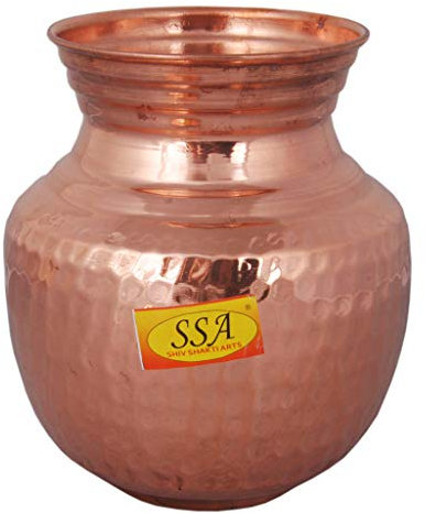 Shiv Shakti Arts® 100% Pure Copper Pot | Kalash | Lota for Puja, Yoga Aayurveda for Good Health Benefit(Big - Hammer Design, Volume - 1000 ML)