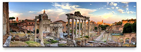 Eau Zone Leinwandbild auf Echtholzrahmen Panoramablick Rom 150x50cm