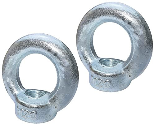 AERZETIX - C49736 - Satz von 2 - Ringmutter - M20 - Ring Kranösen - verzinkter Stahl - Metrisches Gewinde - DIN 582-1200kg - Farbe Silber