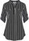 Lalala Damen Bluse Gestreift Langarmshirt Elegant V-Ausschnitt Tunika Oberteile Freizeit Beruf (Schwarz,XXL)