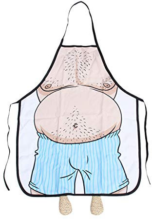 Cabilock 1 PC Durable Hornear Delantal Divertido Impreso Novedad Profesional Vientre Hombre Delantal Hornear Delantales para Hombres 56 * 74Cm